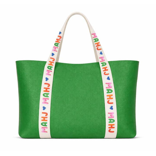Mahjong Tote Bag | Green Vegan Leather