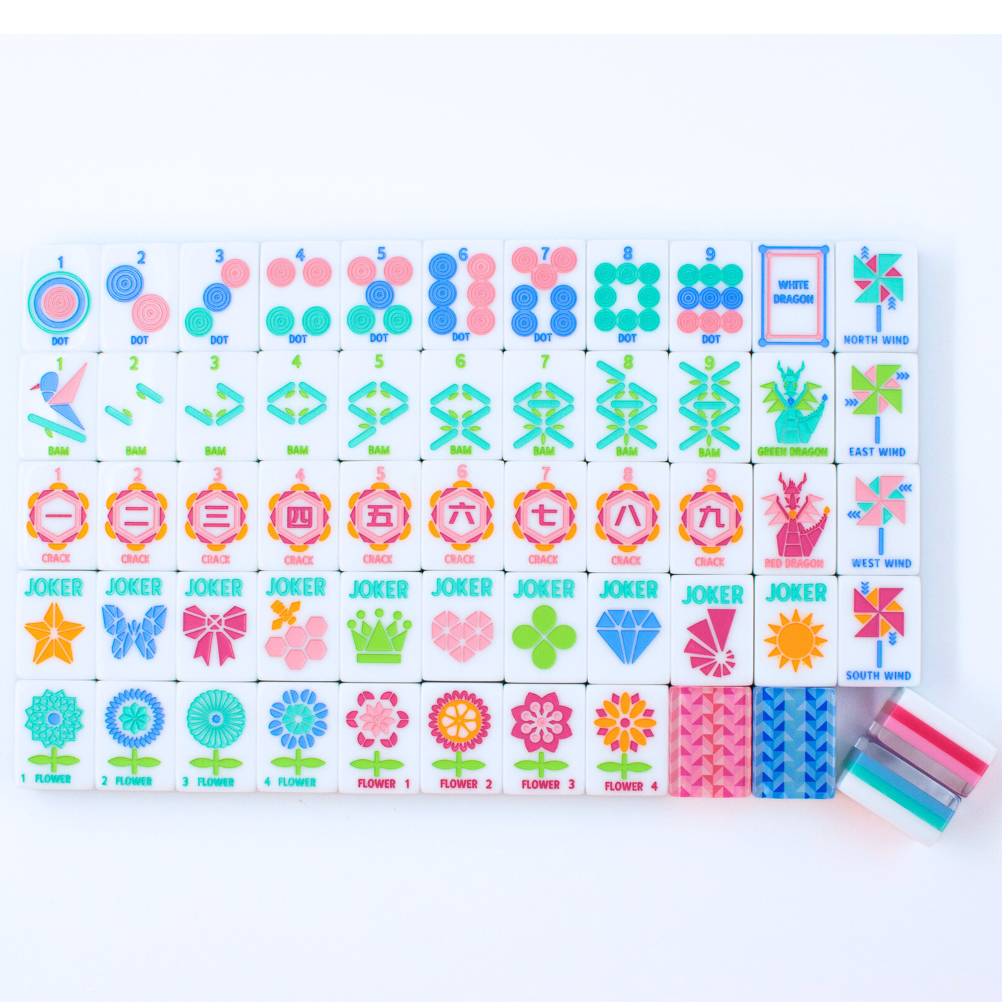 Mahjong Tile Set | Crystal Prism Blue
