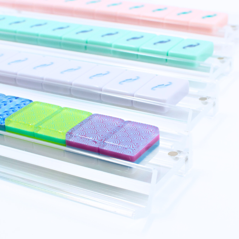 Acrylic Mahjong Racks with Magnetic Pushers | Clear