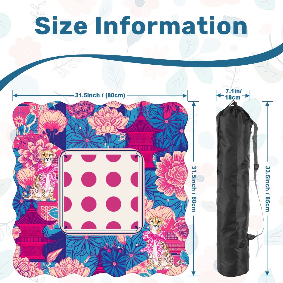 Scalloped Mahjong Mat | Cheetah Dynasty Pink Pagoda