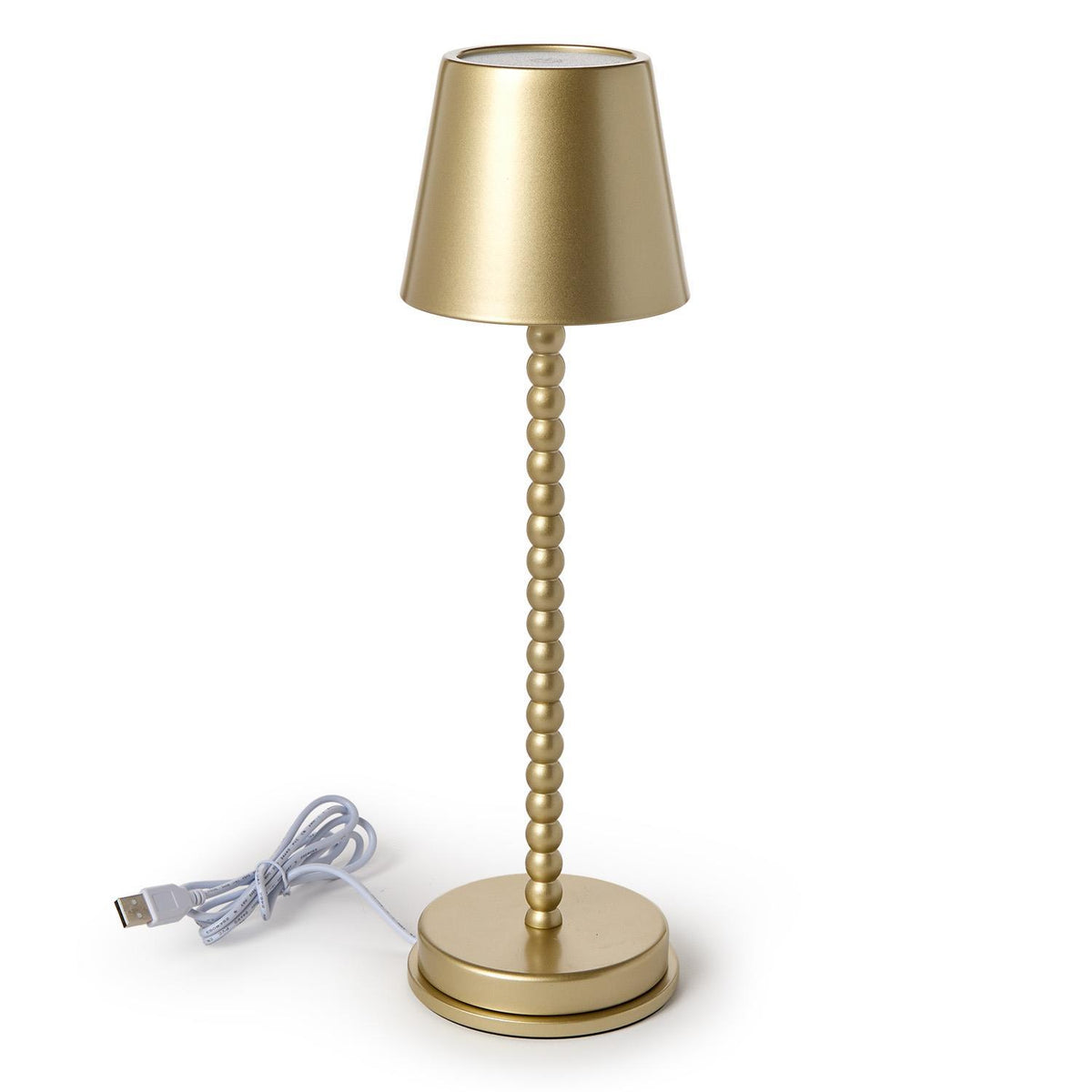 LED Cordless Gold Beaded Pole Table Lamp