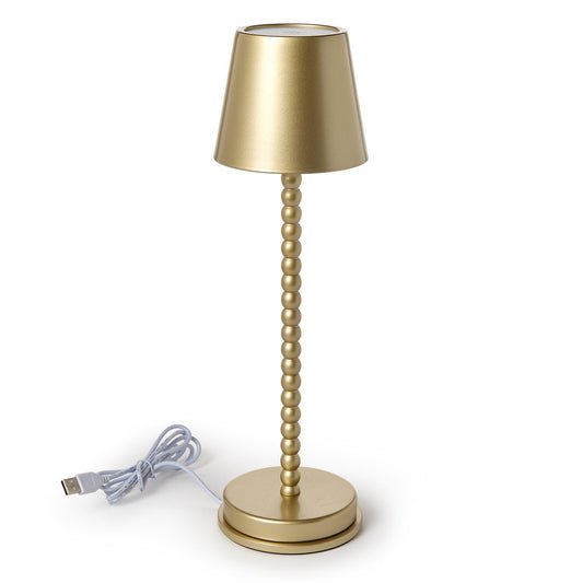 LED Cordless Gold Beaded Pole Table Lamp