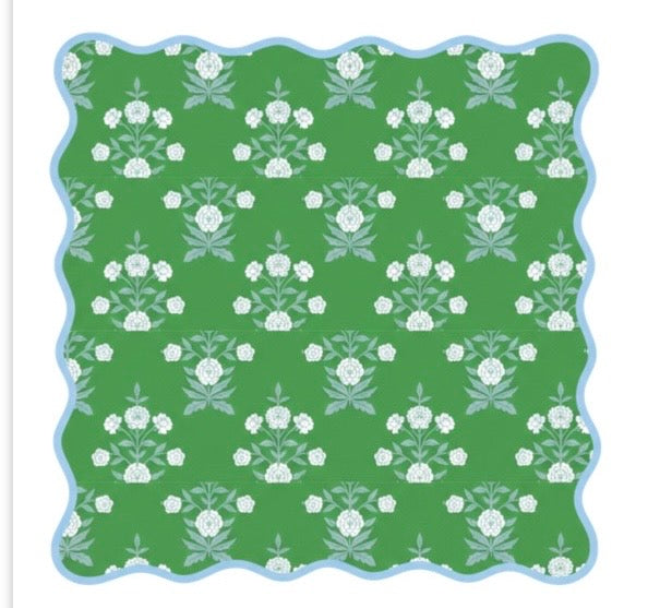 Mat| Scallop Block Print | Floral Green