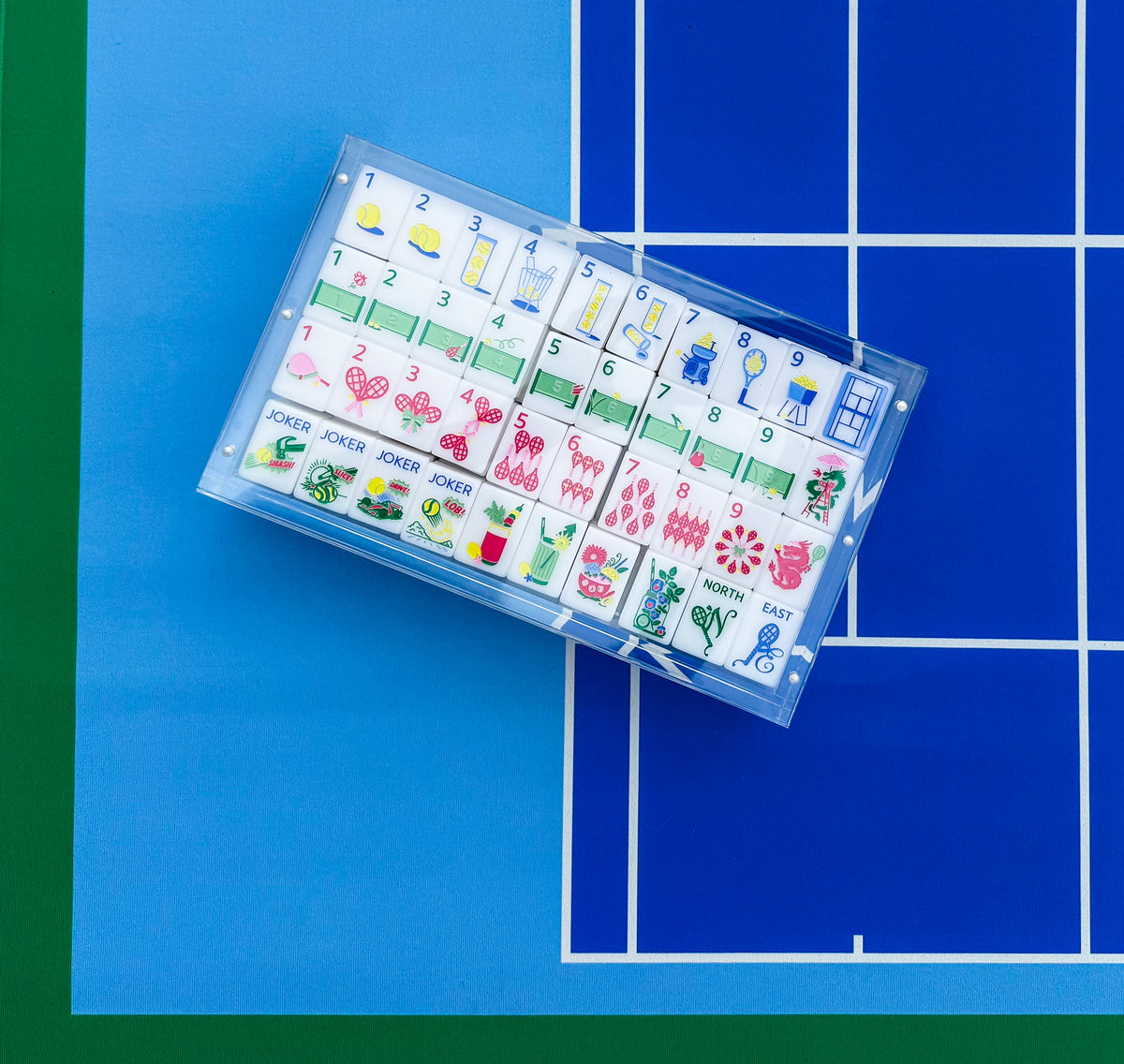 Mahjong Mat with Clear Display Tube | Tennis Play
