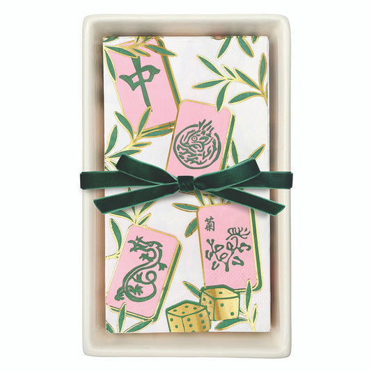 Ceramic Guest Napkin Tray + Napkins | Tiles