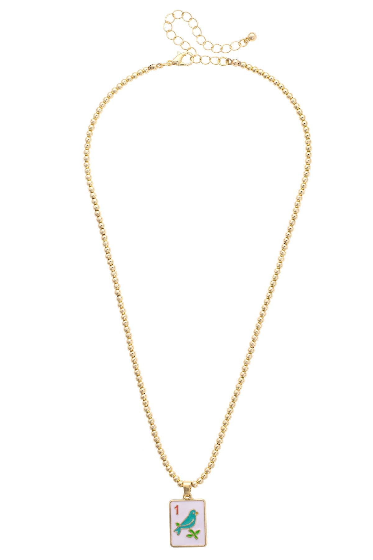 Mahjong Necklace | One Bam Sparrow Filigree