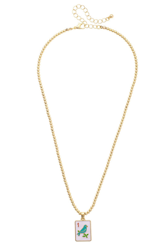 Mahjong Necklace | One Bam Sparrow Filigree