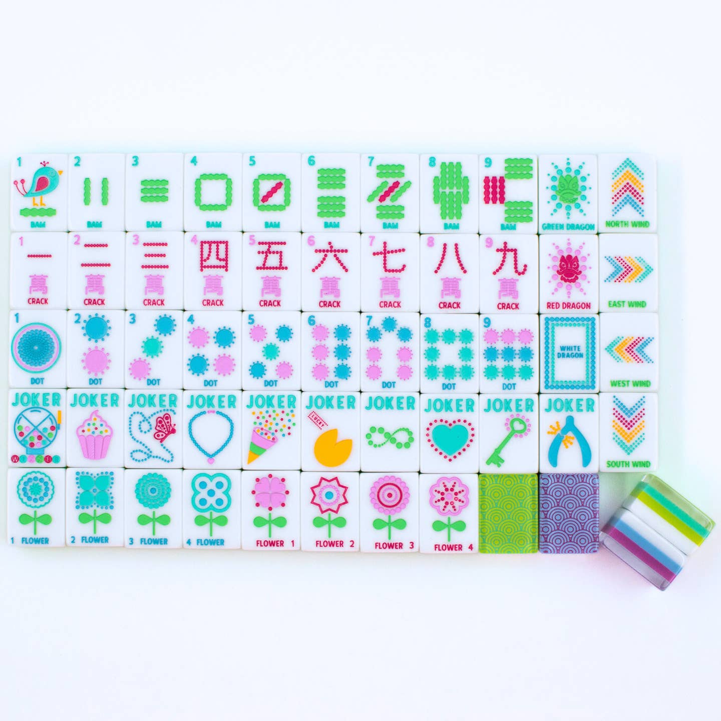 Mahjong Tile Set | Crystal Confetti Lemon-Lime