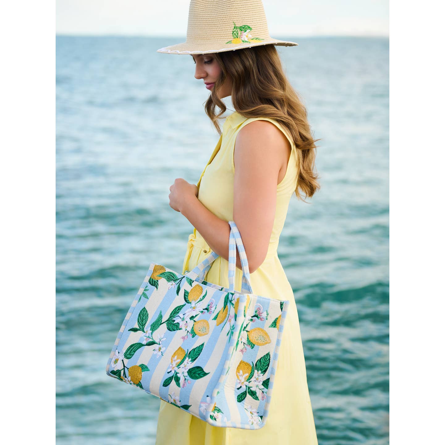 Tote Bag | Lemon Stripe Jacquard Blue