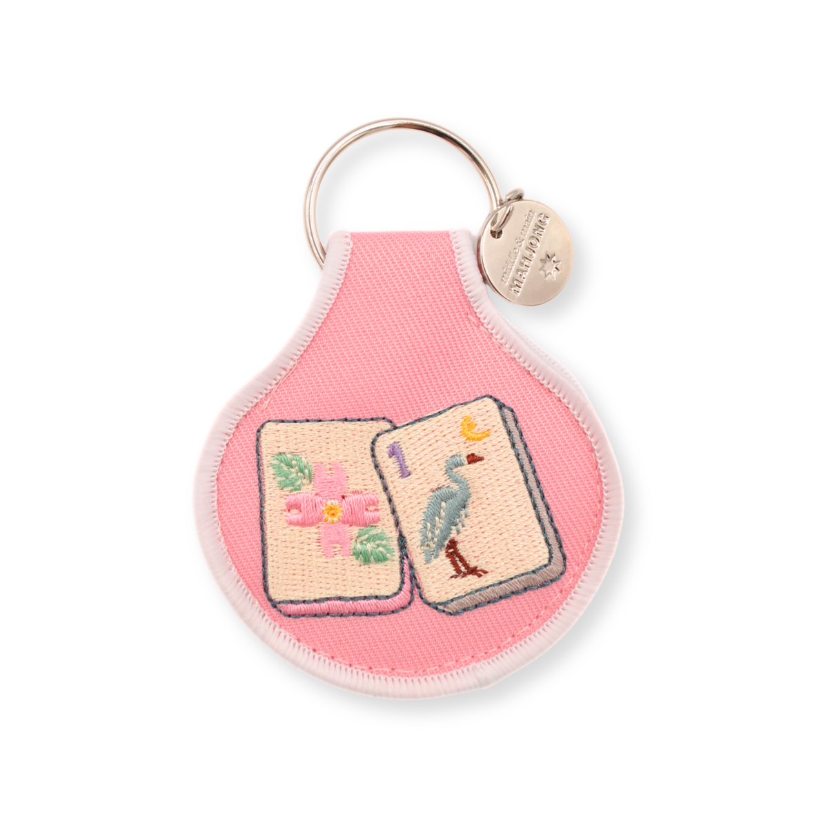 Blossom & Bird Tile Embroidered Keychain: Default Title