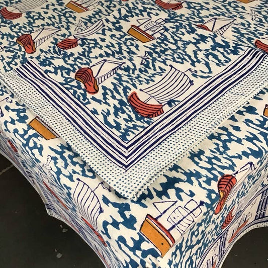 Tablecloth | Harbor Boat Blue 60x60