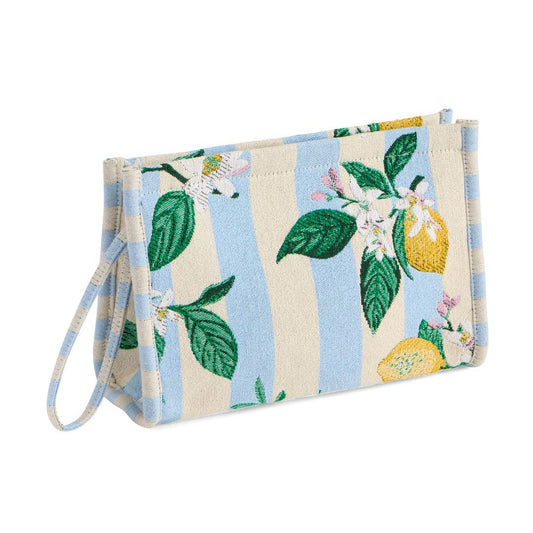 Mahjong Accessory Pouch | Lemon Stripe Jacquard Blue