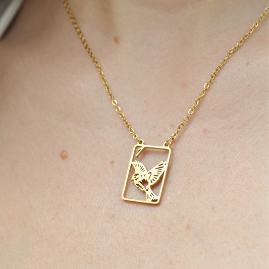 Mahjong Necklace | One Bam Sparrow Filigree