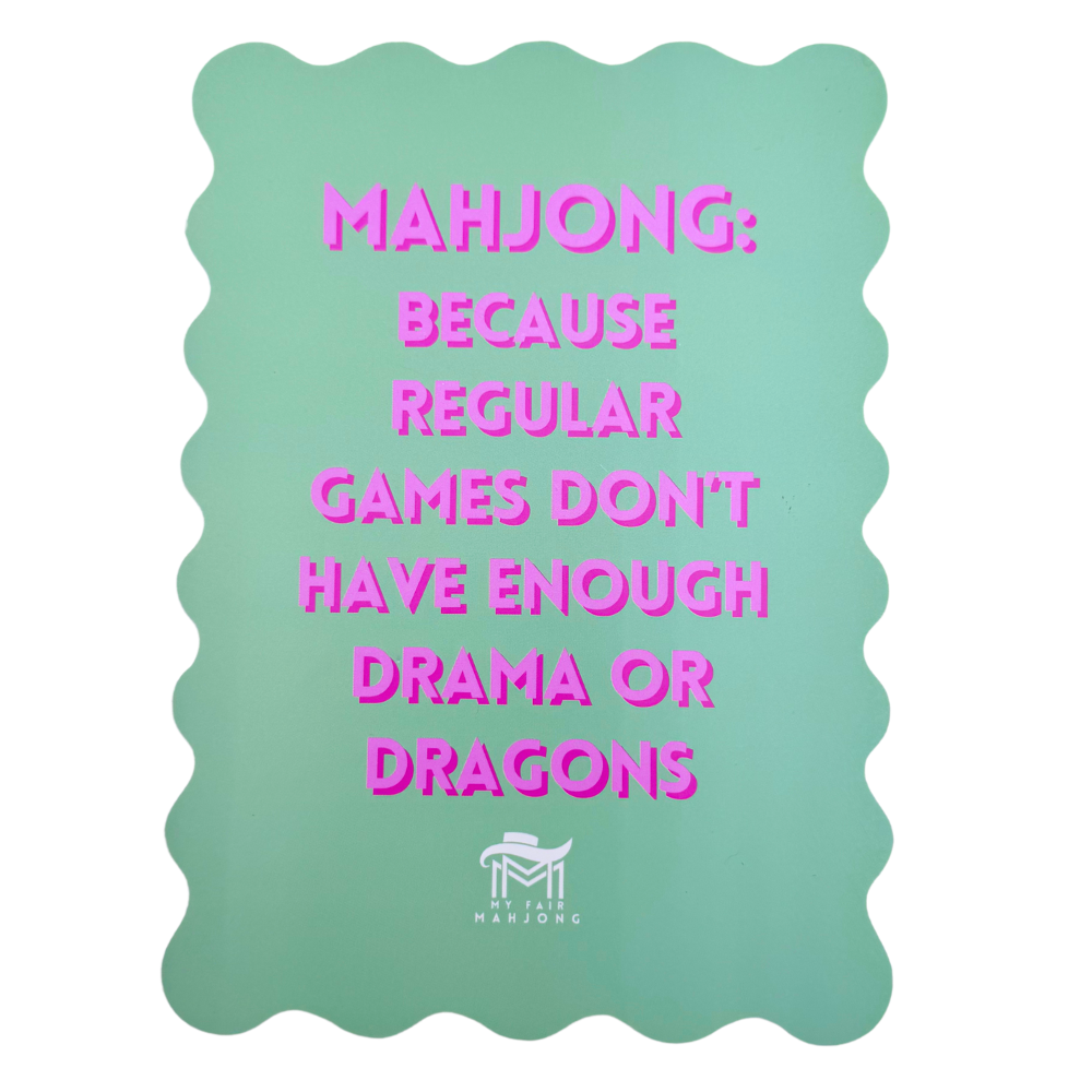 MAHJONG SHUFFLE CARD  |  Scalloped Edges & Bright Colors  |  Sized to Store with Mahjong League Cards: 09-BLUE- DONT LET FRIENDS SKIP