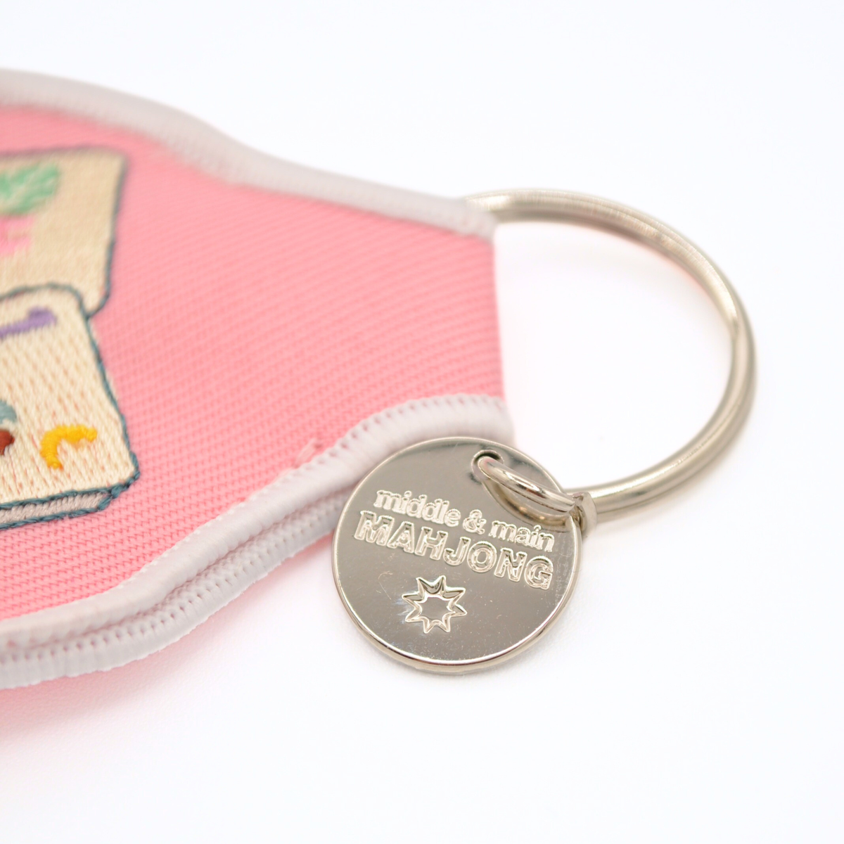 Blossom & Bird Tile Embroidered Keychain: Default Title