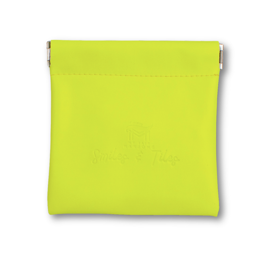Mahjong Coin, Dice & Tile Pouch | Faux Leather Mini Organizer Chartreuse