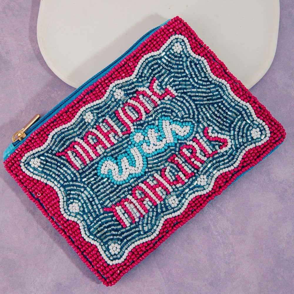 Mahjong With Mahgirls Seed Beaded Coin Purse: MULTI