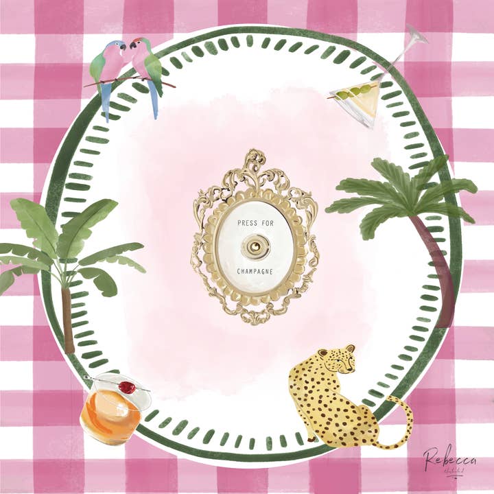 Mahjong Mat | Pink Gingham