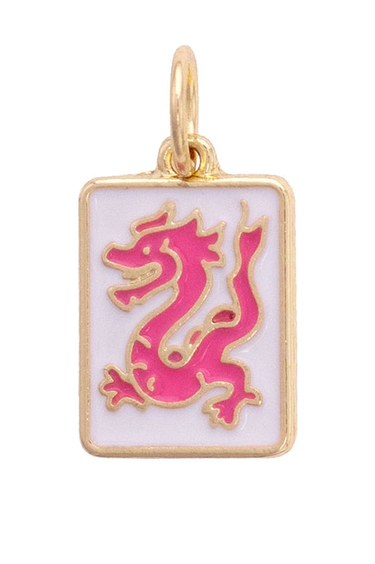 Mahjong Charm | Dragon White & Pink