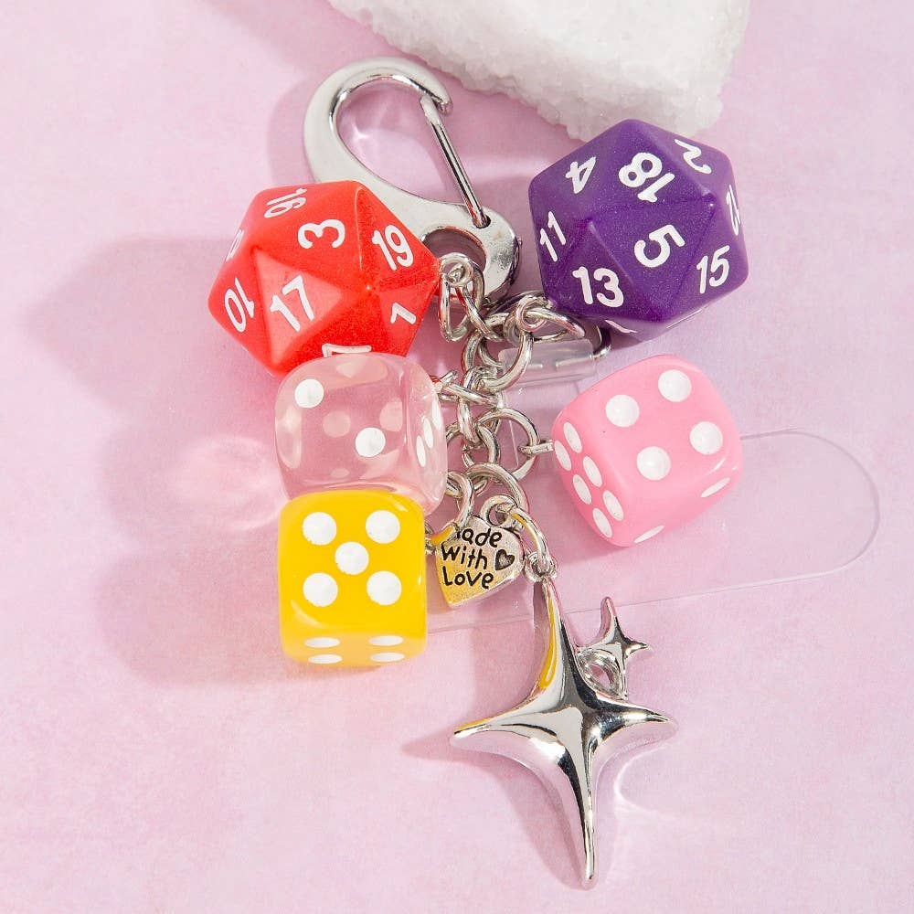 Dice And Star Chain Bag Charm: MUR