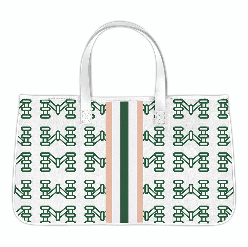 Mahjong Canvas Tote | Green & Pink Stripe
