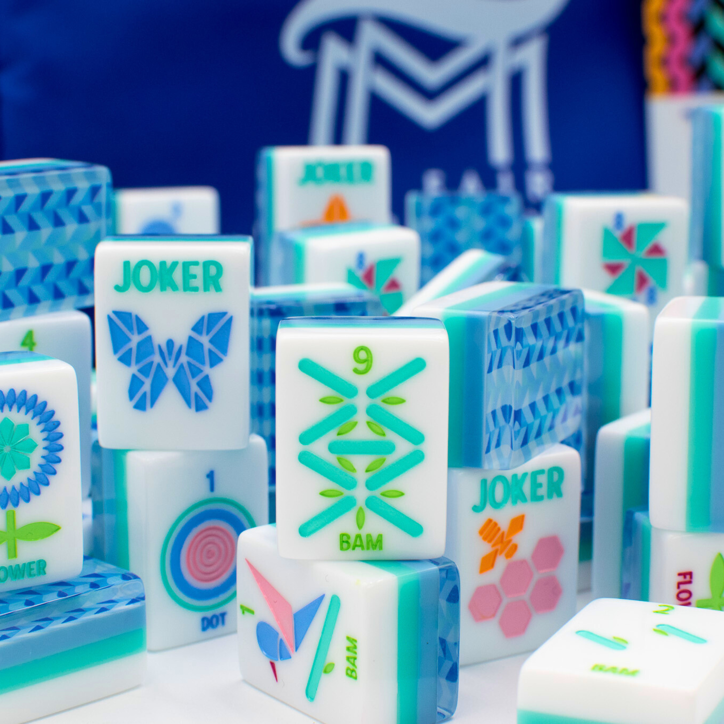 Mahjong Tile Set | Crystal Prism Blue