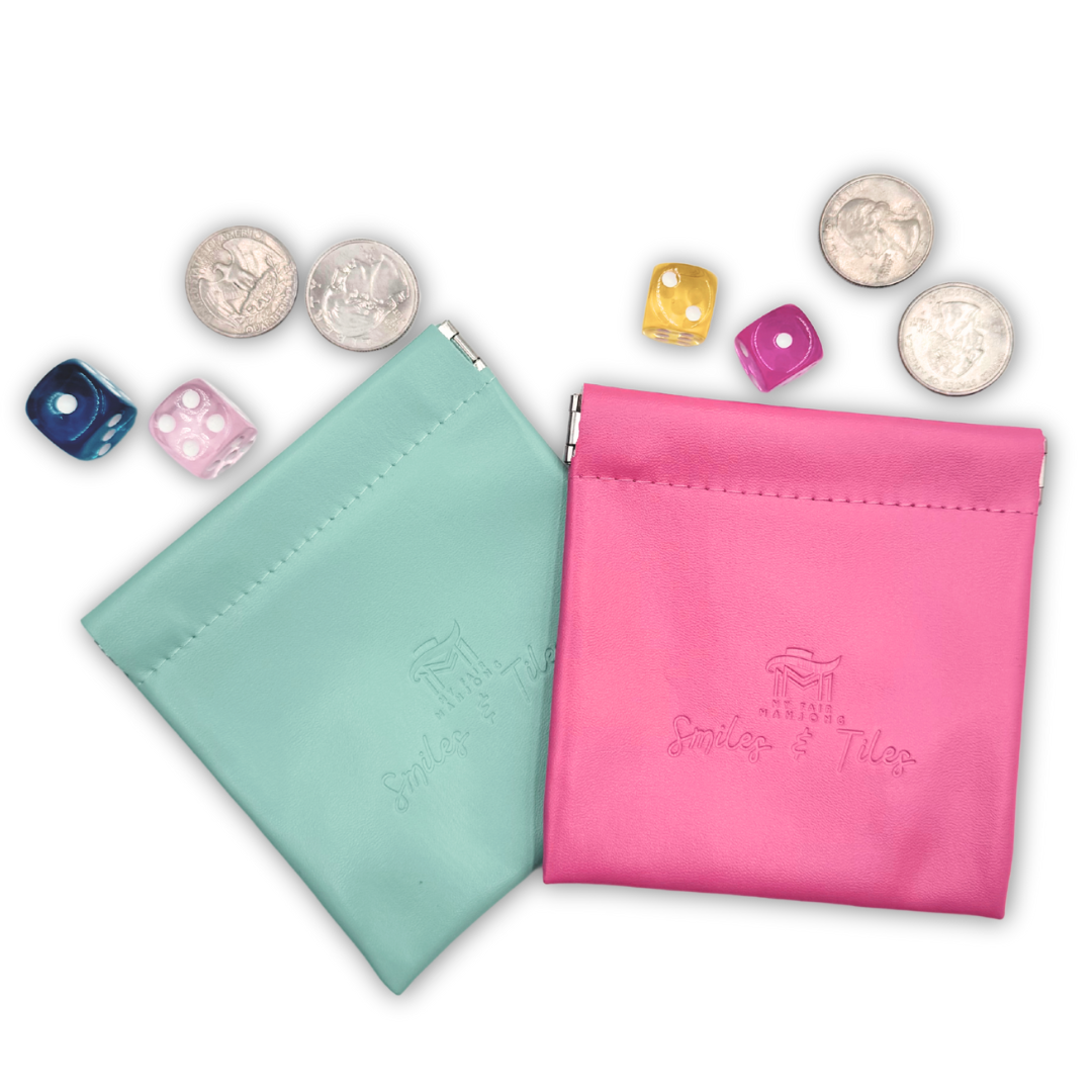 Mahjong Coin & Extra Tile Pouch | Pink Faux Leather