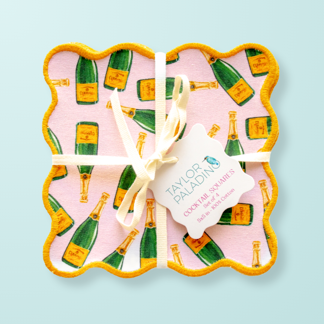 Cocktail Napkins | Champagne Bottles Pink