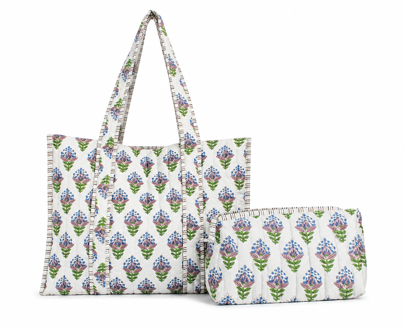 Mahjong Tote & Tile Pouch Bundle | Leighton Quilted Blue