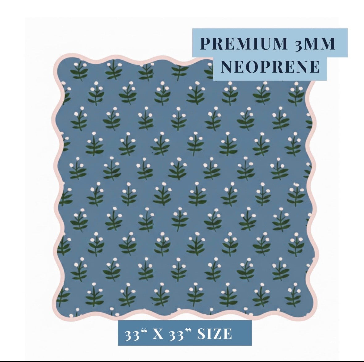Mat| Scallop Block Print | Floral Blue