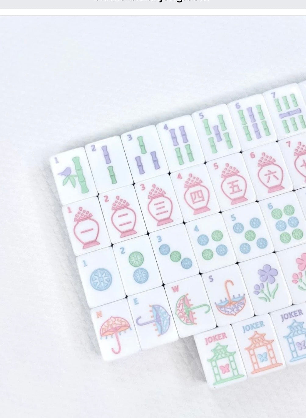 Petal Pink Garden Party Mahjong Tile Set | Hand Painted Acrylic | Mat and Shufflers included