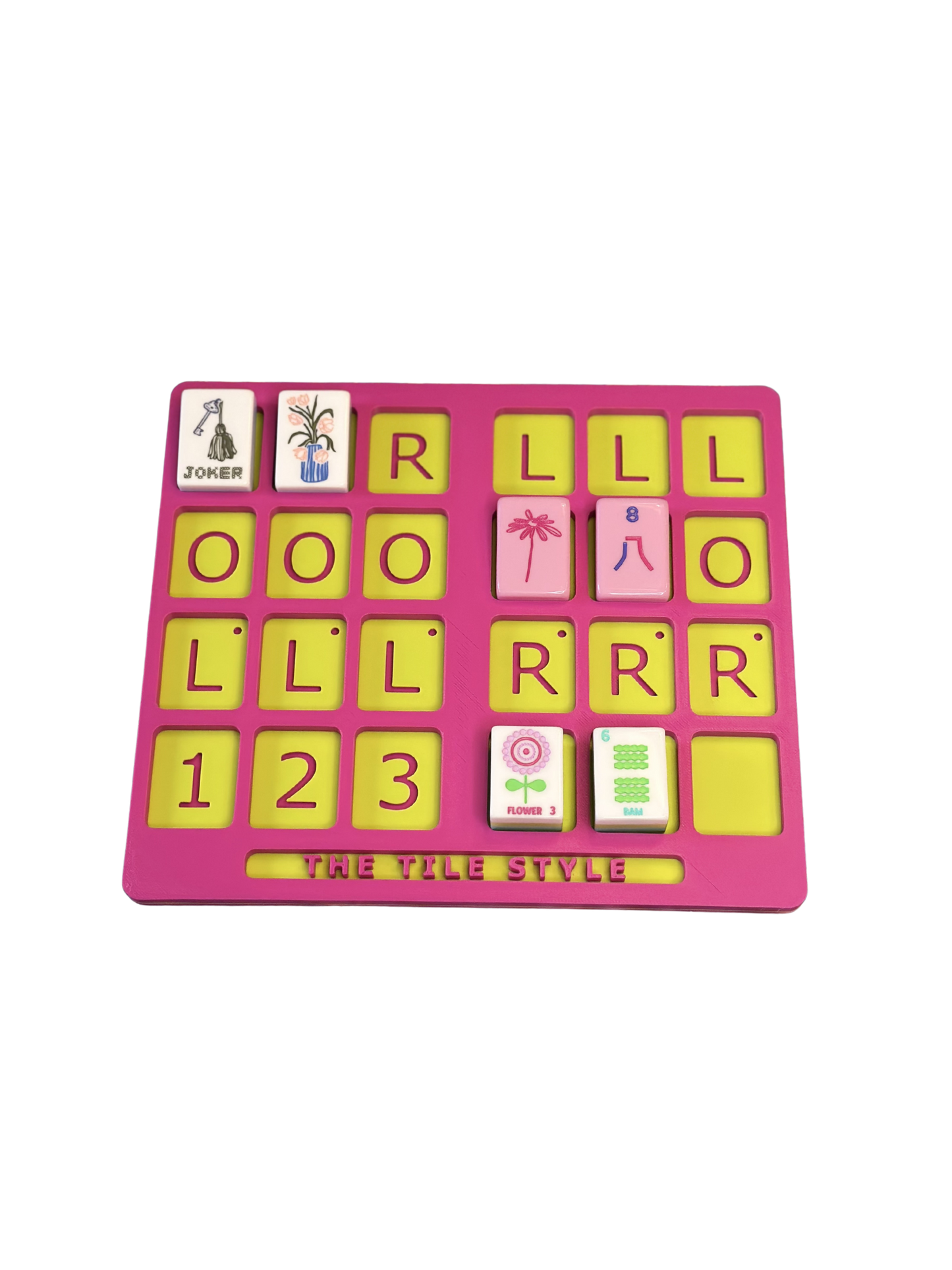 Solo Mahjong Practice Board | Pink with Chartreuse