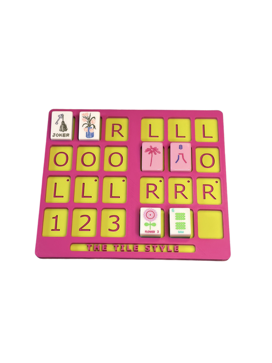 Solo Mahjong Practice Board | Pink with Chartreuse