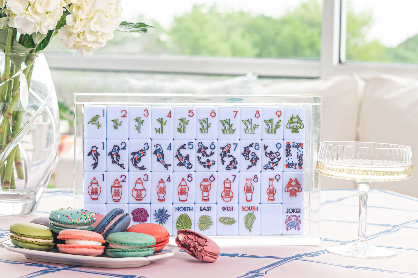 Mahjong Tile Set | Chinoiserie Breezy Blue