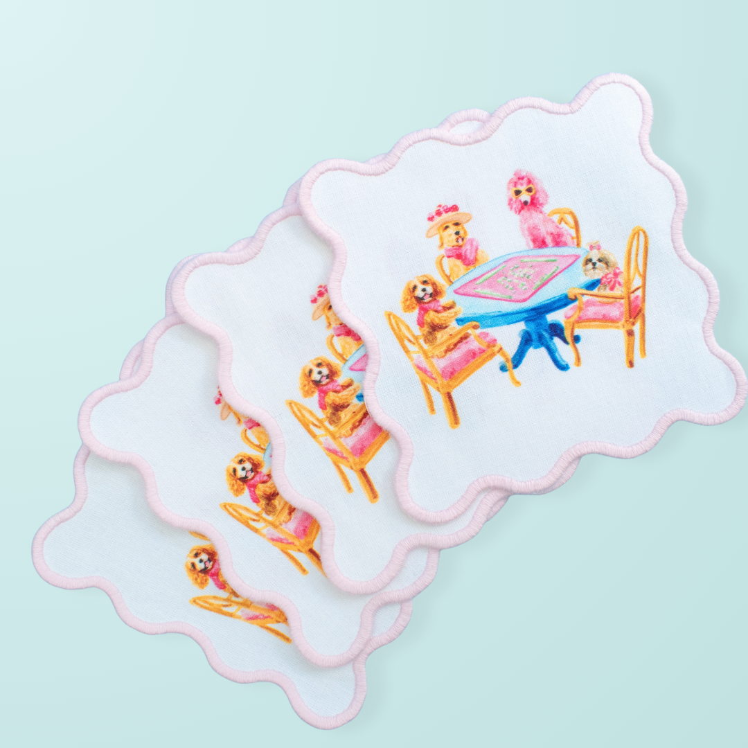 Cocktail Napkins | Dogs Playing Mahjong