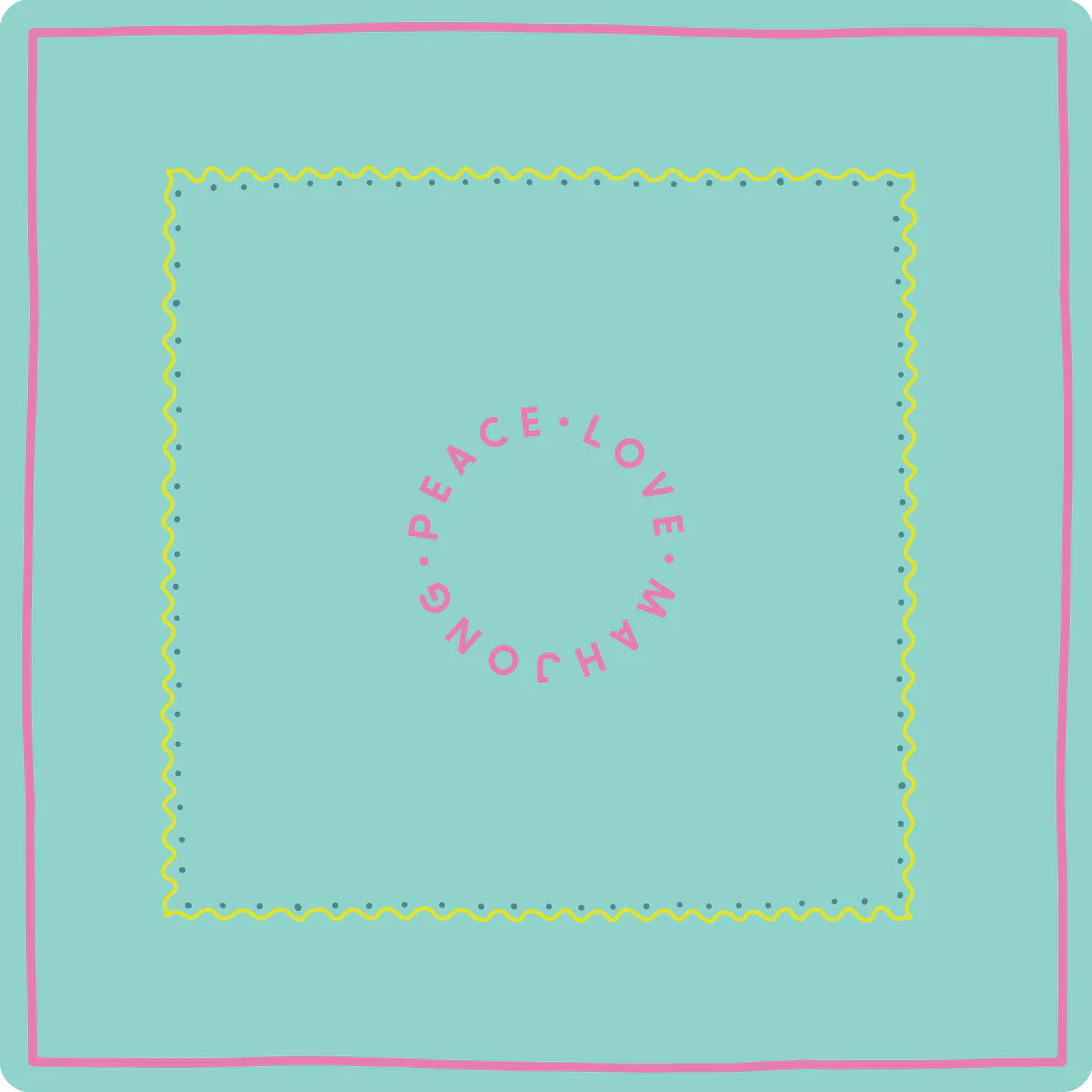 Mahjong Mat | Light Aqua with Yellow & Pink