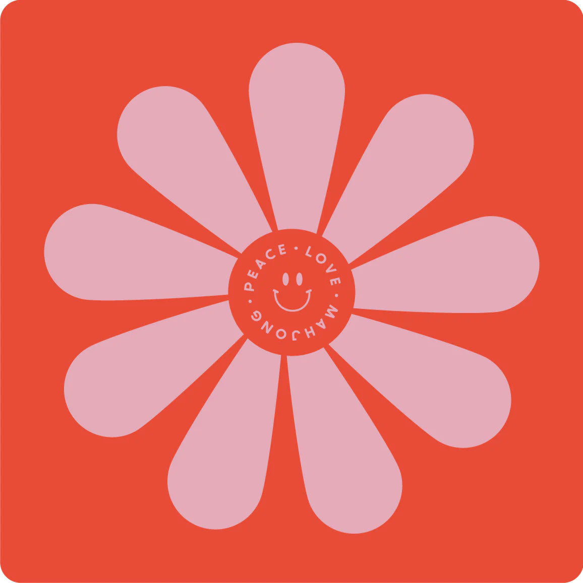 Mahjong Mat | Red with Pink Flower