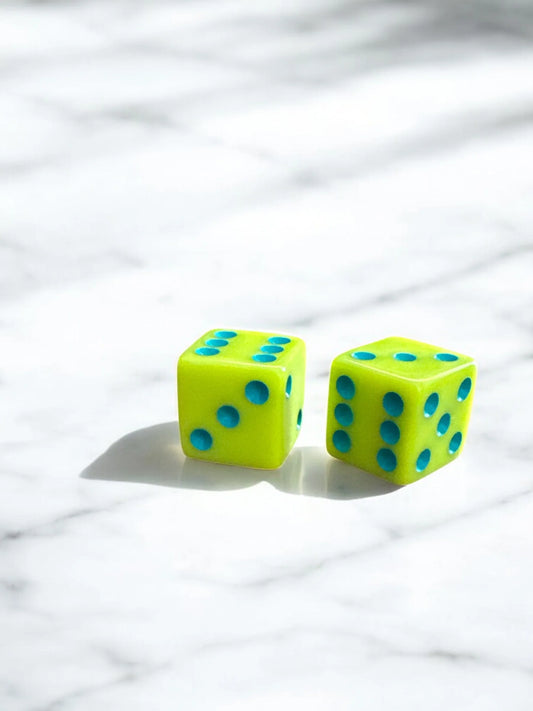 Mahjong Dice Set | Lime Chartreuse & Teal