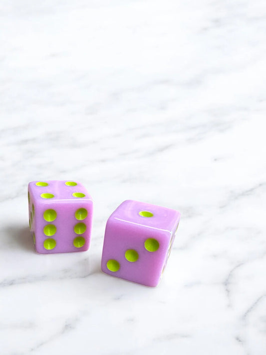 Mahjong Dice Set | Light Pink & Chartreuse