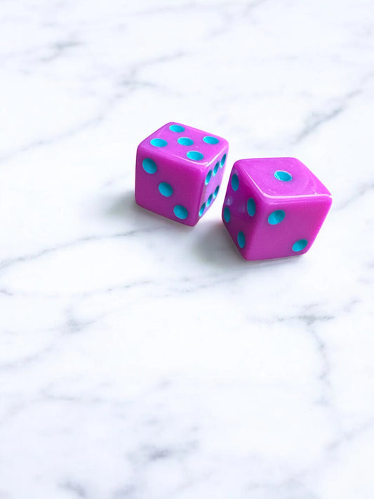 Mahjong Dice Set | Hot Pink & Teal