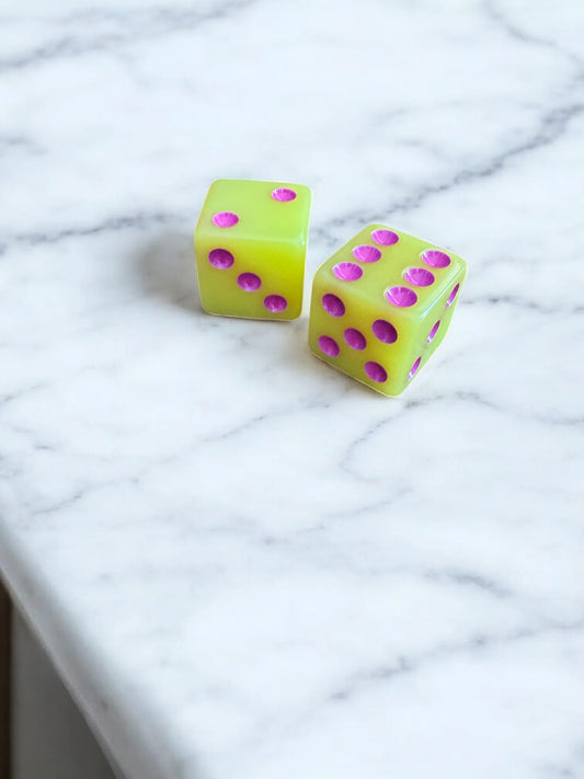 Mahjong Dice Set | Yellow & Pink