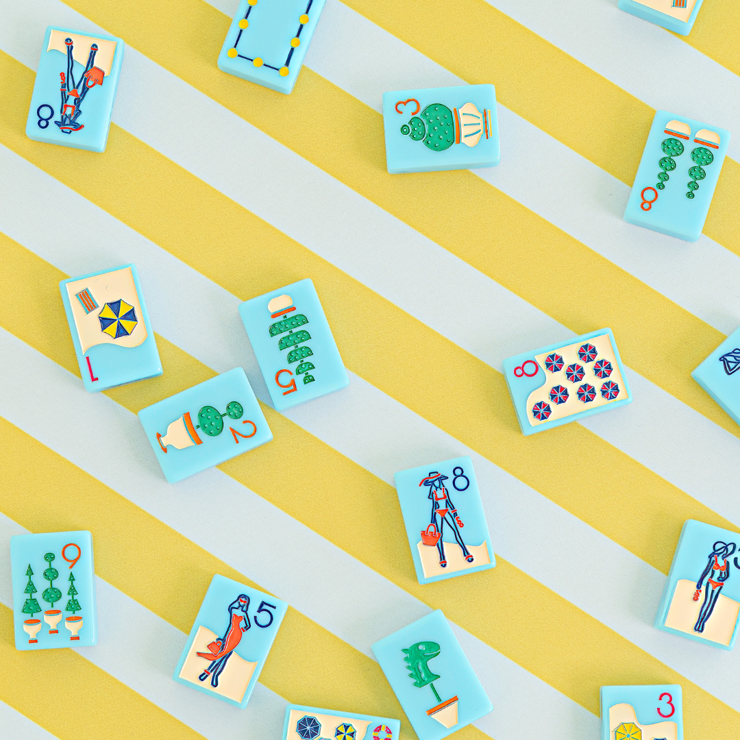 Mahjong Mat | Cabana Stripe Yellow