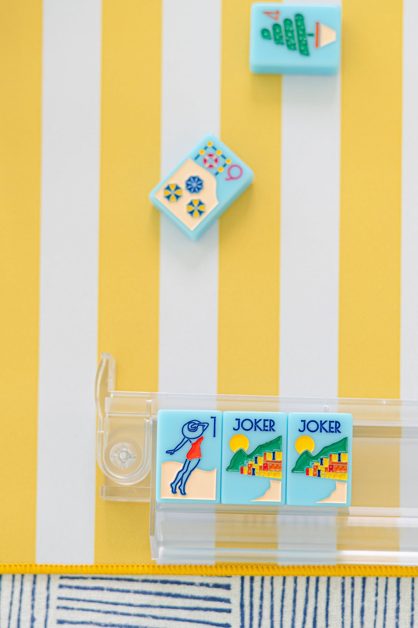 Mahjong Mat | Cabana Stripe Yellow