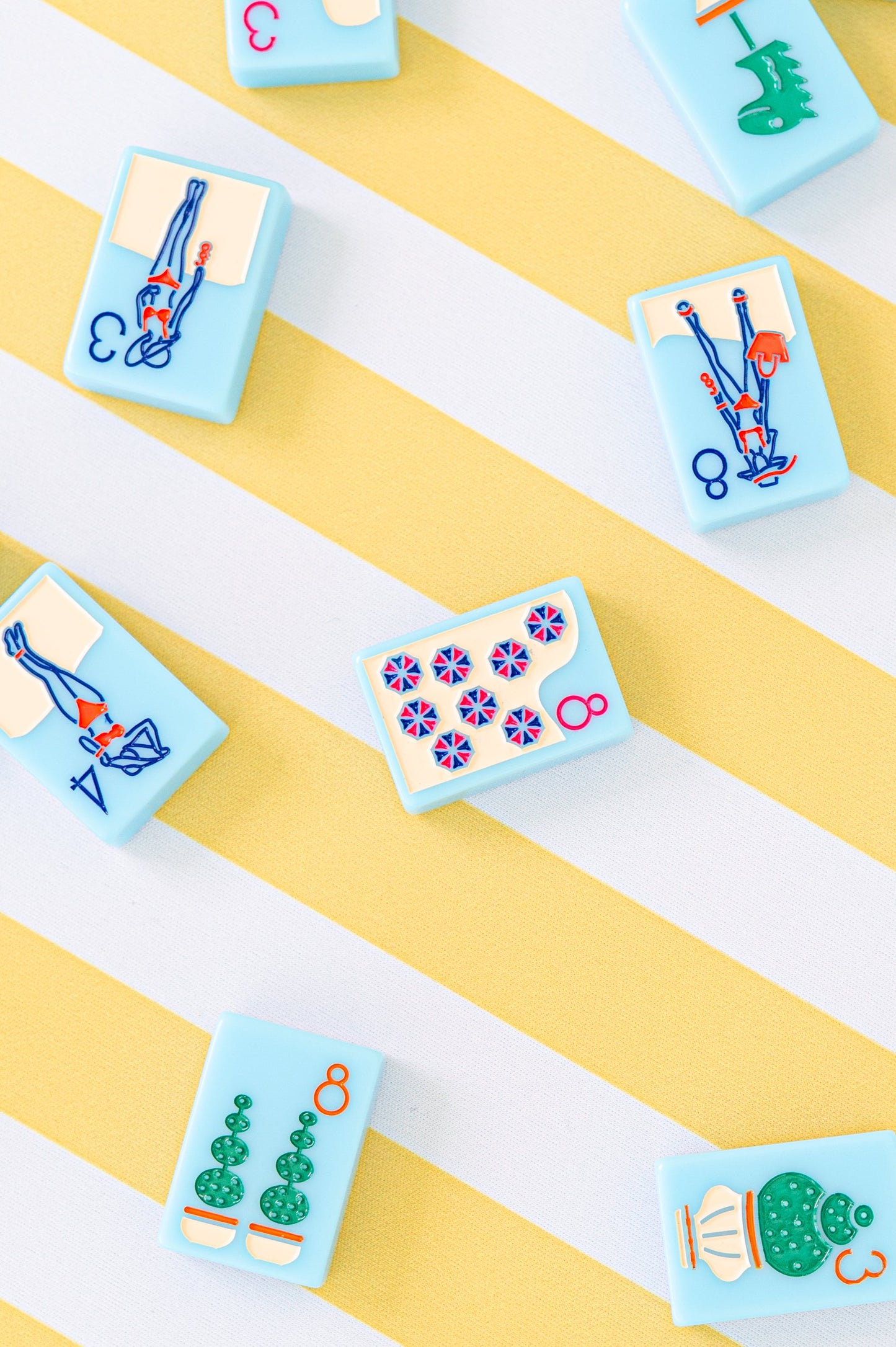 Mahjong Mat | Cabana Stripe Yellow
