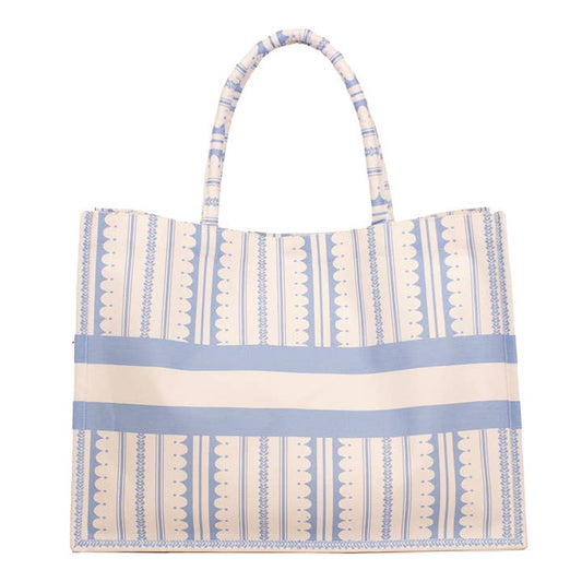 Mahjong Tote Bag | Chantilly Classic White & Blue