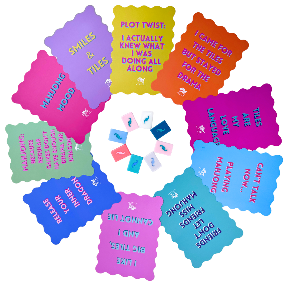 MAHJONG SHUFFLE CARD  |  Scalloped Edges & Bright Colors  |  Sized to Store with Mahjong League Cards: 09-BLUE- DONT LET FRIENDS SKIP