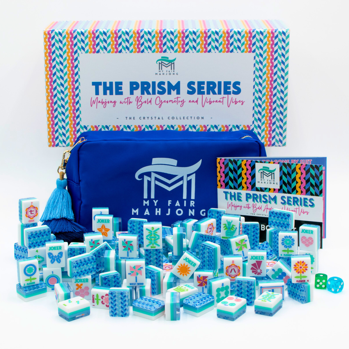 Mahjong Tile Set | Crystal Prism Blue