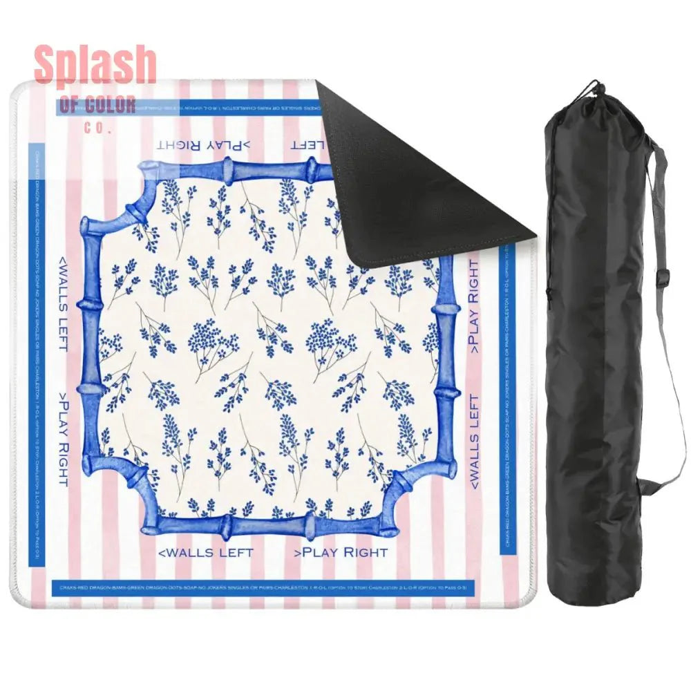 Learning Mahjong Mat | Pink Stripe Asian Floral