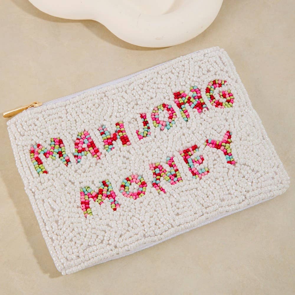 Mahjong Money Seed Beaded Coin Purse: MULTI