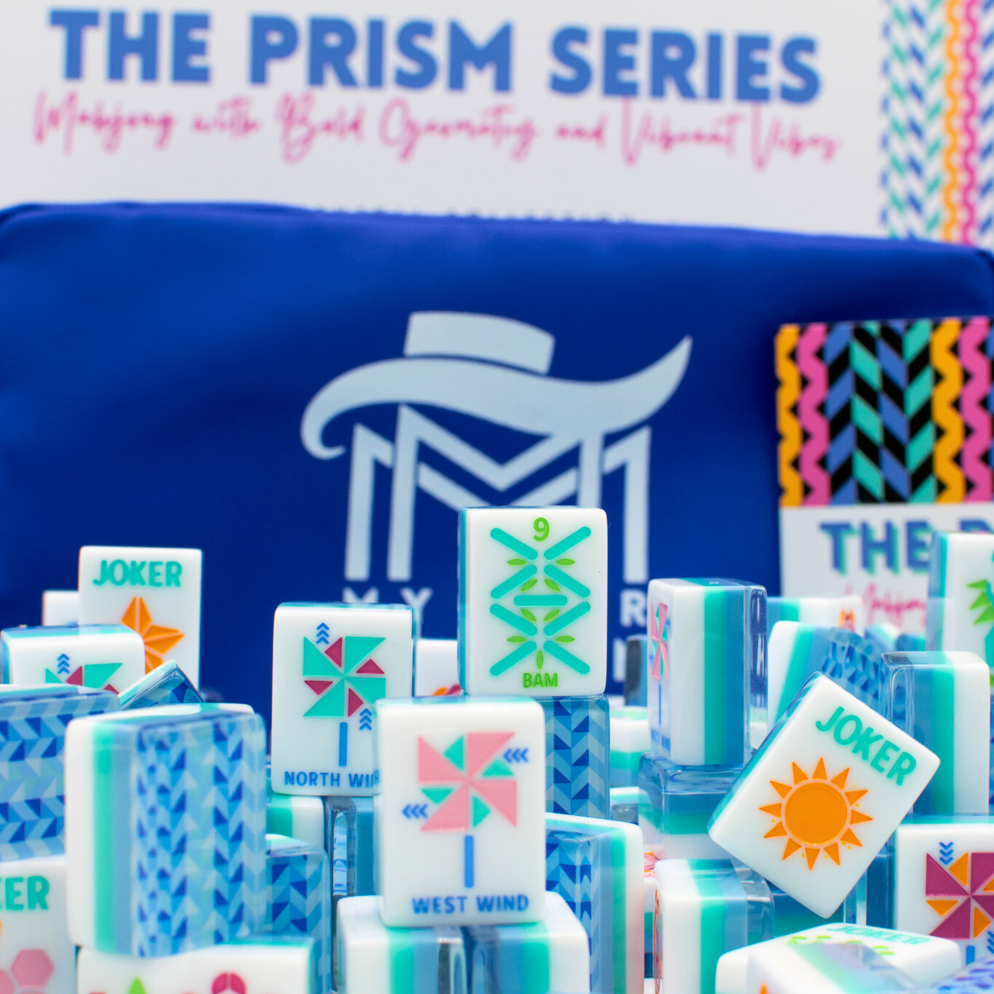 Mahjong Tile Set | Crystal Prism Blue